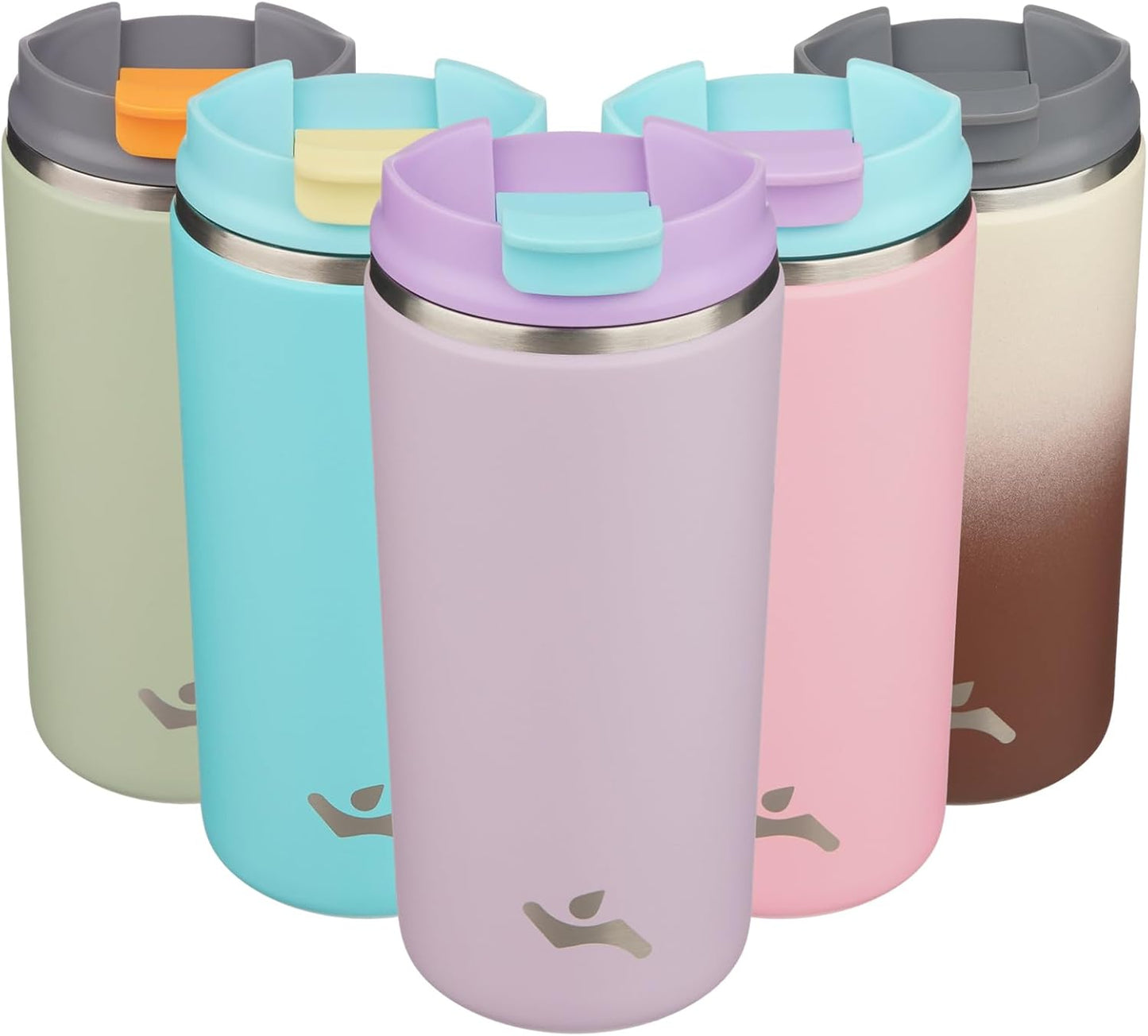 16oz Travel Coffee Mug with Lid, Insulated Stainless Tumbler | Caramel; BPA-free, leak-proof travel mug for hot coffee, iced coffee, office, home, camping, commute & daily use
