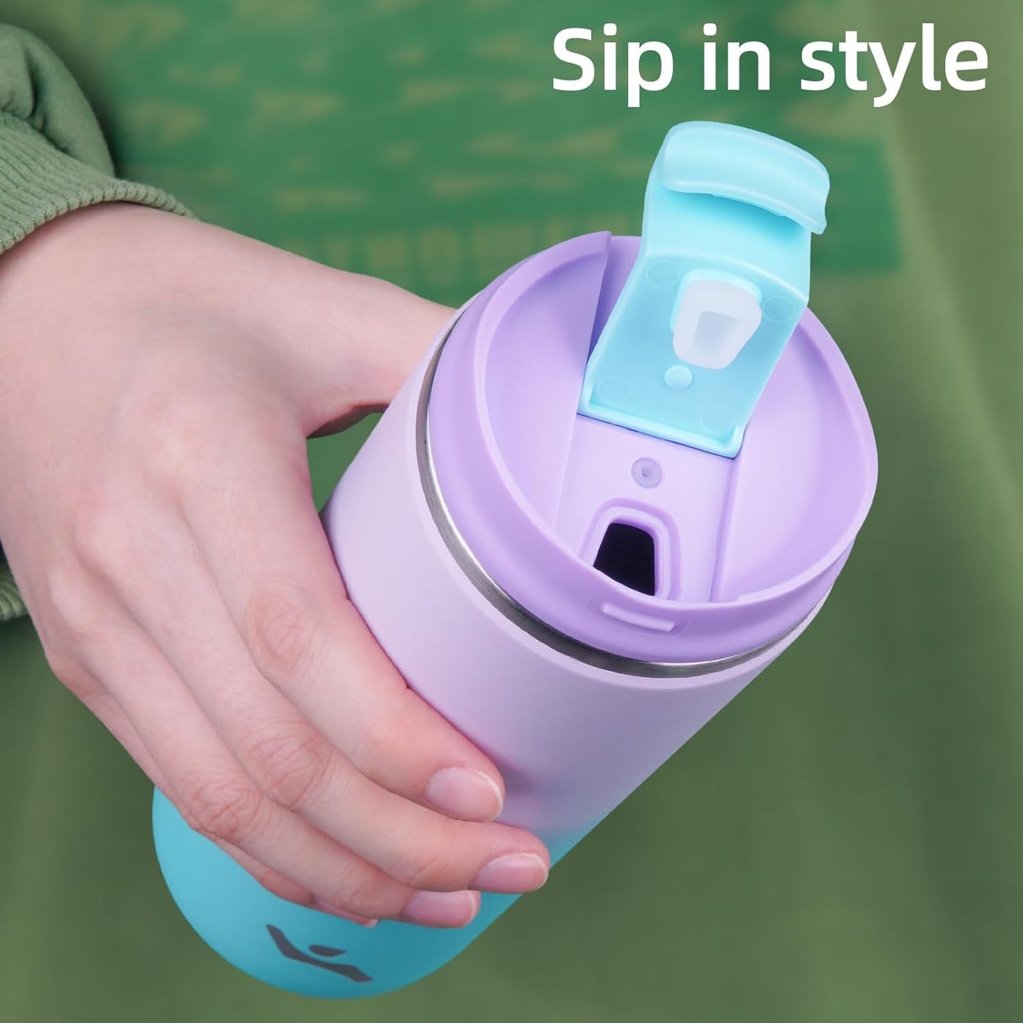 16oz Travel Coffee Mug with Lid, Insulated Stainless Tumbler | Caramel; BPA-free, leak-proof travel mug for hot coffee, iced coffee, office, home, camping, commute & daily use