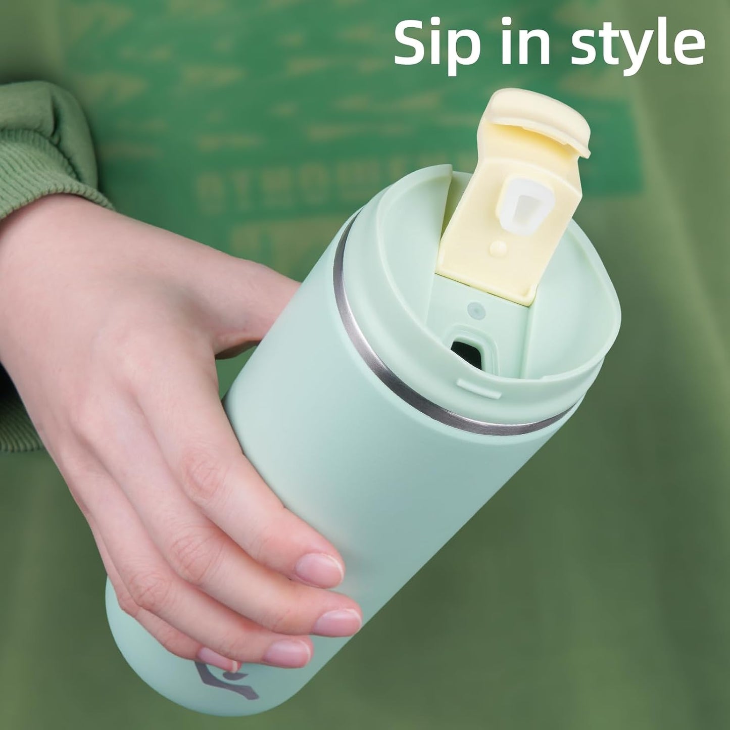 16oz Travel Coffee Mug with Lid, Insulated Stainless Tumbler | Caramel; BPA-free, leak-proof travel mug for hot coffee, iced coffee, office, home, camping, commute & daily use