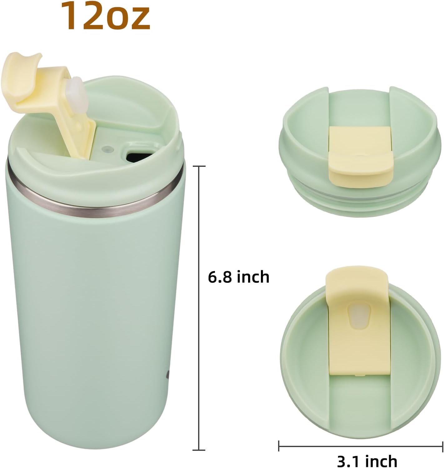 16oz Travel Coffee Mug with Lid, Insulated Stainless Tumbler | Caramel; BPA-free, leak-proof travel mug for hot coffee, iced coffee, office, home, camping, commute & daily use