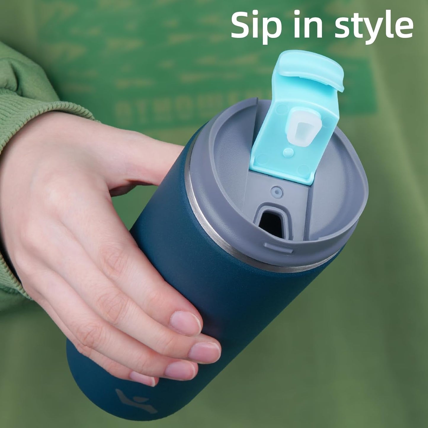 16oz Travel Coffee Mug with Lid, Insulated Stainless Tumbler | Caramel; BPA-free, leak-proof travel mug for hot coffee, iced coffee, office, home, camping, commute & daily use