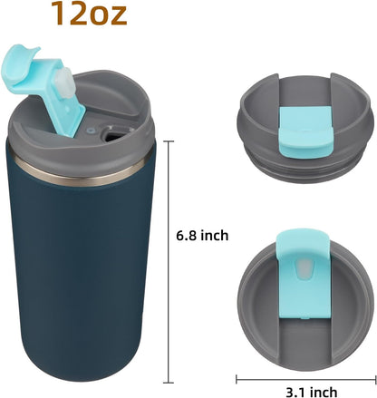 16oz Travel Coffee Mug with Lid, Insulated Stainless Tumbler | Caramel; BPA-free, leak-proof travel mug for hot coffee, iced coffee, office, home, camping, commute & daily use