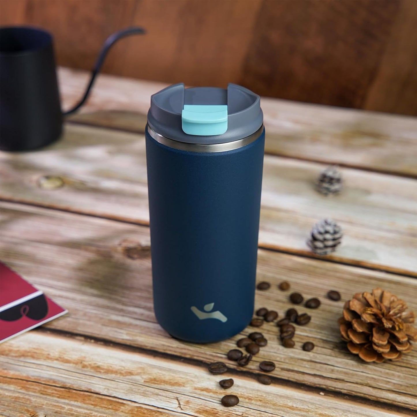 16oz Travel Coffee Mug with Lid, Insulated Stainless Tumbler | Caramel; BPA-free, leak-proof travel mug for hot coffee, iced coffee, office, home, camping, commute & daily use