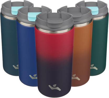 16oz Travel Coffee Mug with Lid, Insulated Stainless Tumbler | Caramel; BPA-free, leak-proof travel mug for hot coffee, iced coffee, office, home, camping, commute & daily use