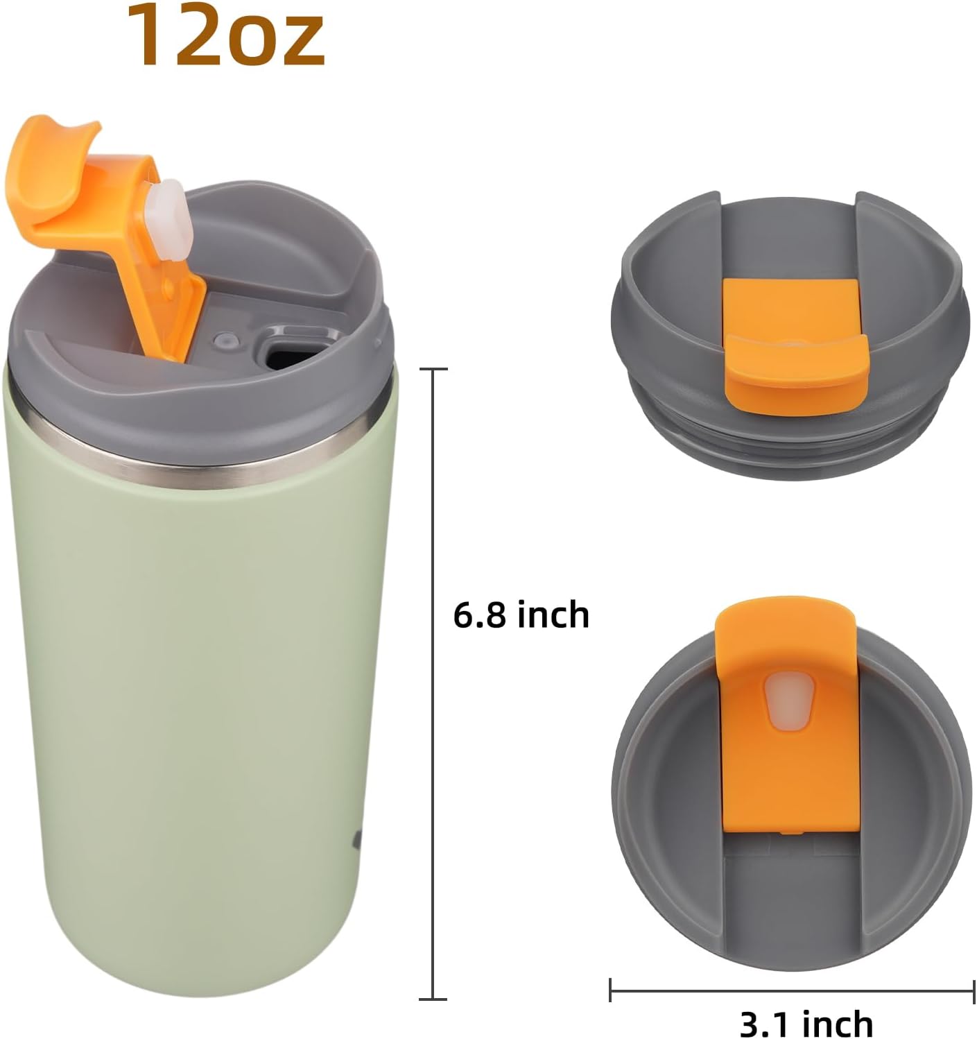 16oz Travel Coffee Mug with Lid, Insulated Stainless Tumbler | Caramel; BPA-free, leak-proof travel mug for hot coffee, iced coffee, office, home, camping, commute & daily use
