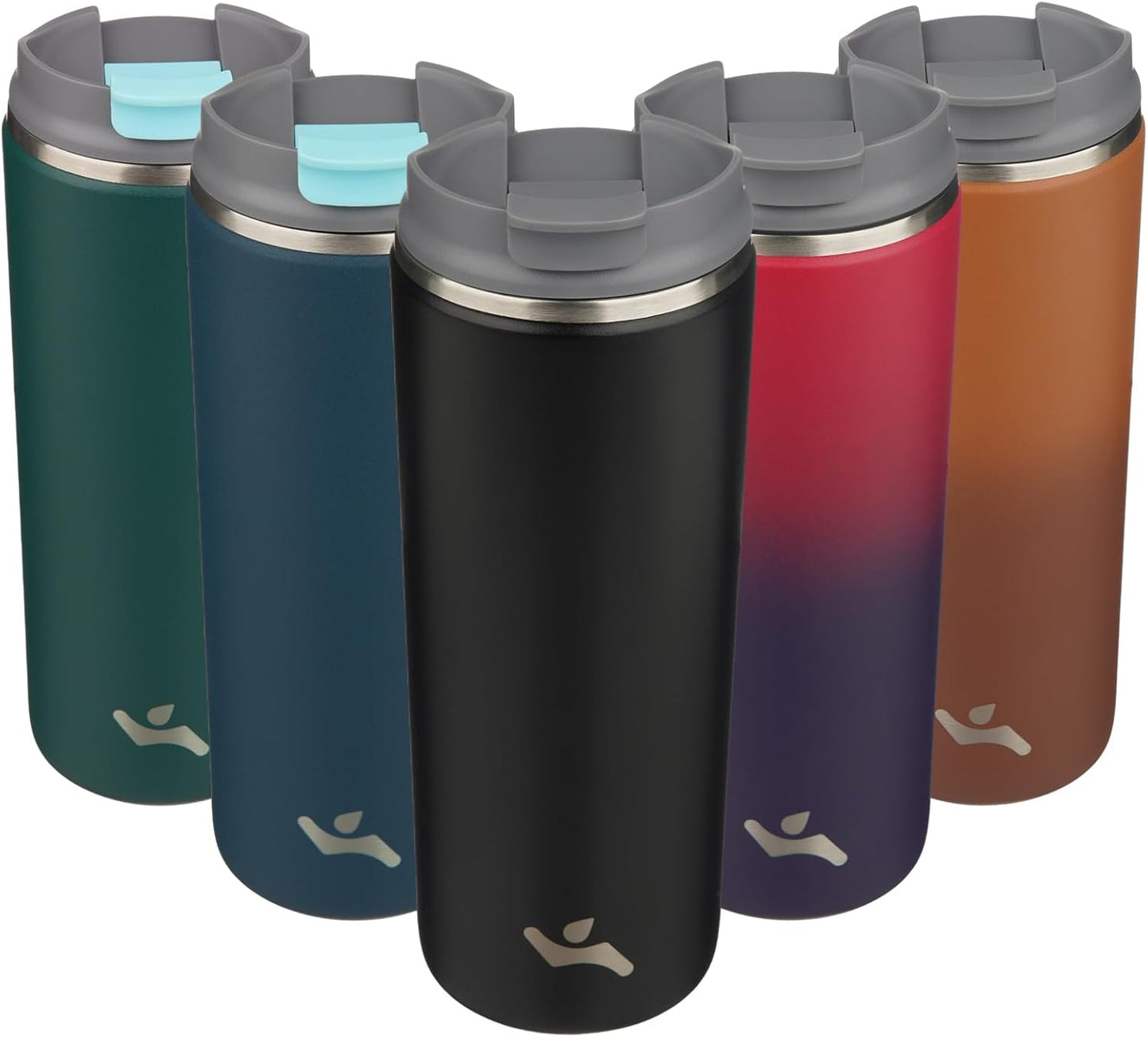 16oz Travel Coffee Mug with Lid, Insulated Stainless Tumbler | Caramel; BPA-free, leak-proof travel mug for hot coffee, iced coffee, office, home, camping, commute & daily use