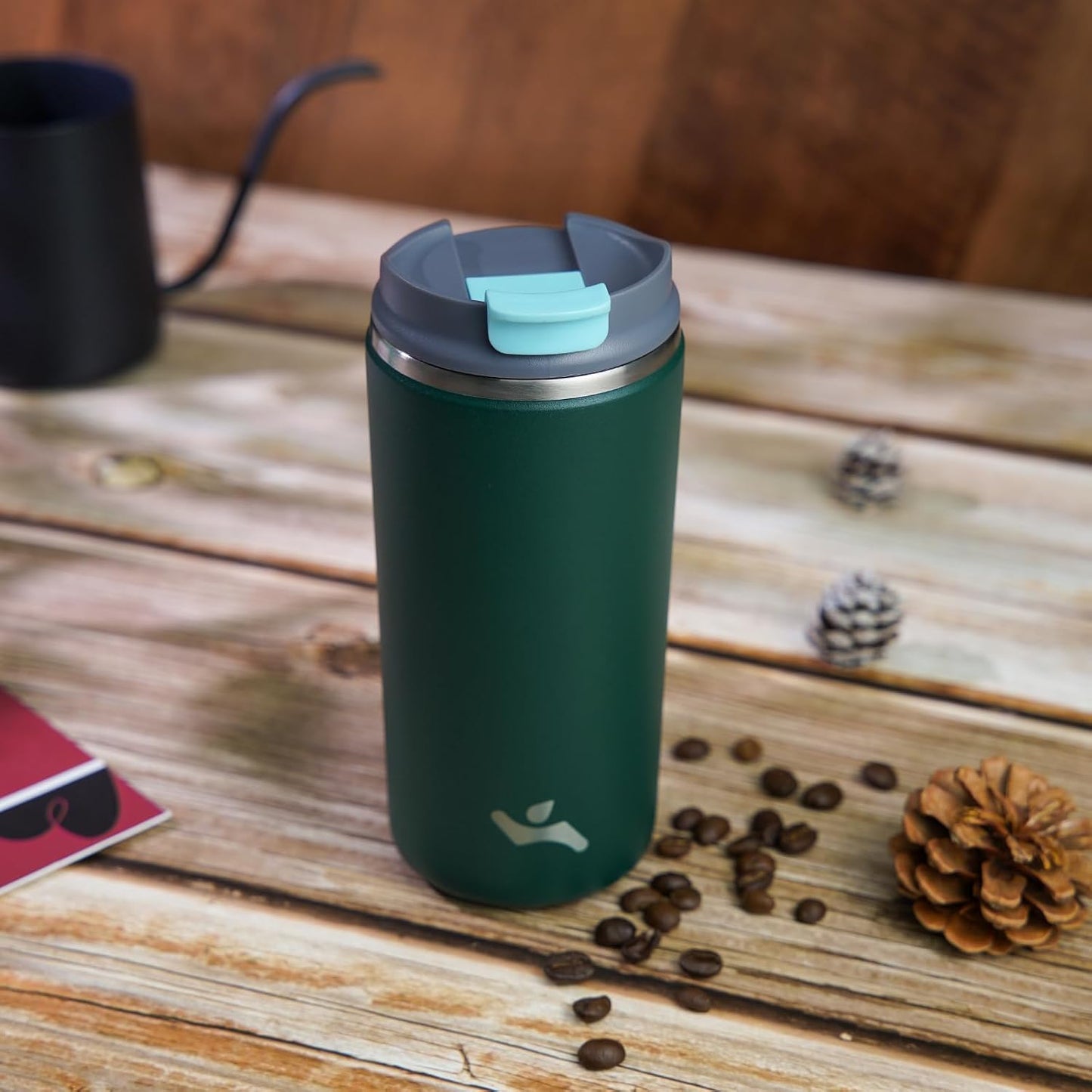 16oz Travel Coffee Mug with Lid, Insulated Stainless Tumbler | Caramel; BPA-free, leak-proof travel mug for hot coffee, iced coffee, office, home, camping, commute & daily use
