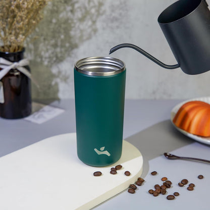16oz Travel Coffee Mug with Lid, Insulated Stainless Tumbler | Caramel; BPA-free, leak-proof travel mug for hot coffee, iced coffee, office, home, camping, commute & daily use