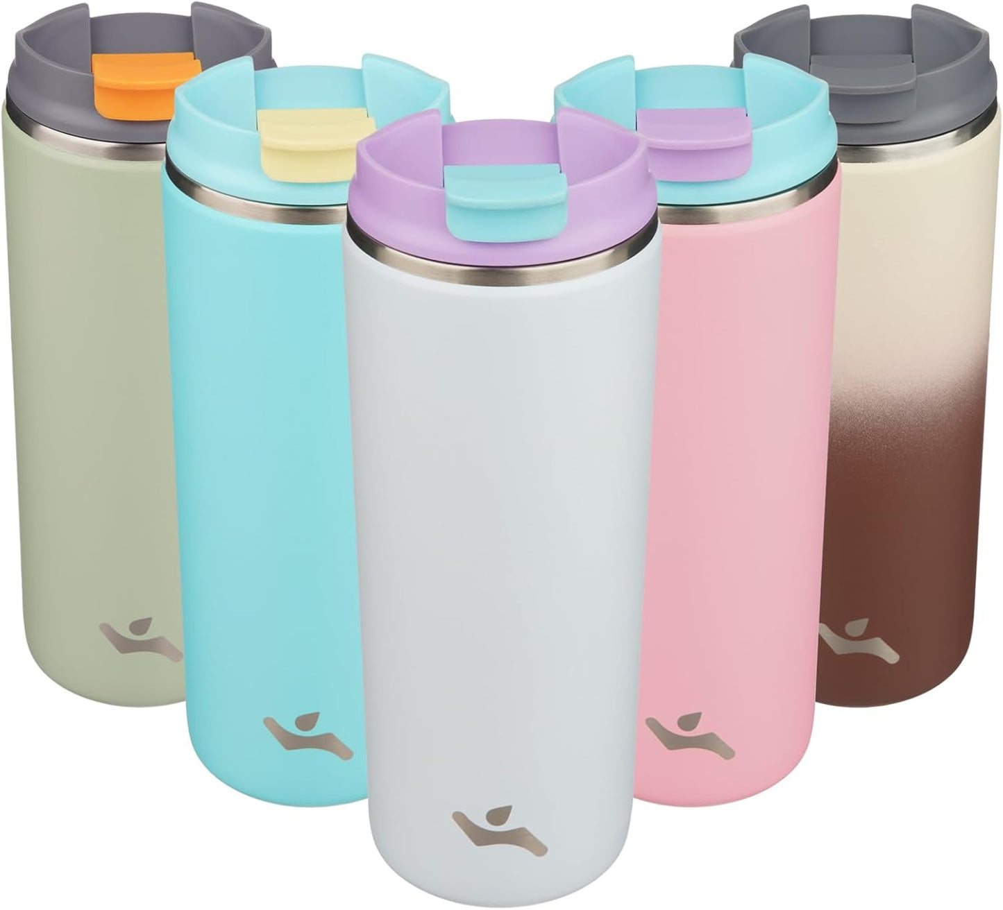 16oz Travel Coffee Mug with Lid, Insulated Stainless Tumbler | Caramel; BPA-free, leak-proof travel mug for hot coffee, iced coffee, office, home, camping, commute & daily use