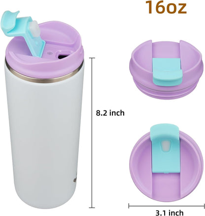 16oz Travel Coffee Mug with Lid, Insulated Stainless Tumbler | Caramel; BPA-free, leak-proof travel mug for hot coffee, iced coffee, office, home, camping, commute & daily use