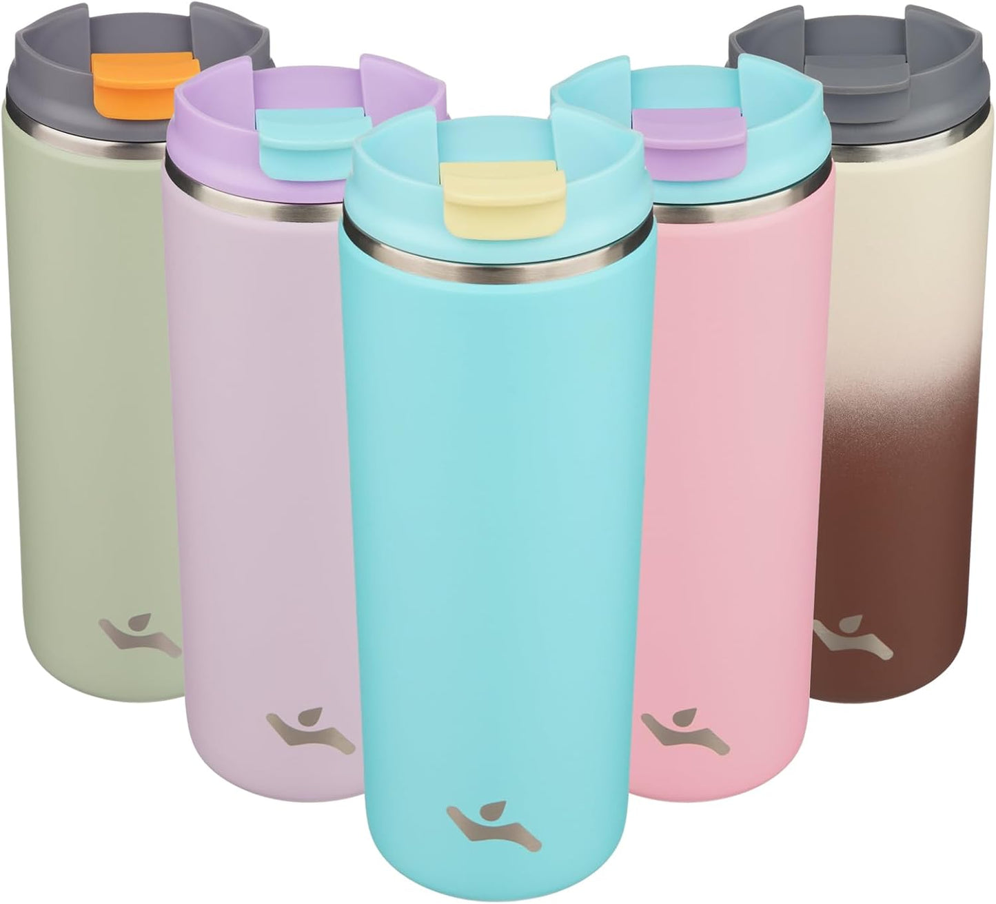 16oz Travel Coffee Mug with Lid, Insulated Stainless Tumbler | Caramel; BPA-free, leak-proof travel mug for hot coffee, iced coffee, office, home, camping, commute & daily use