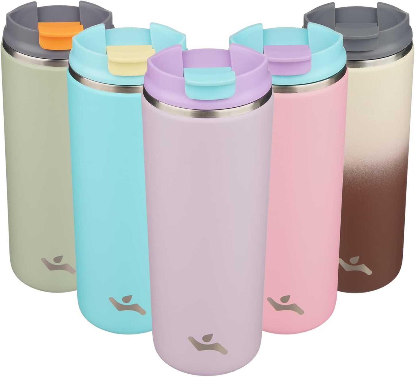 16oz Travel Coffee Mug with Lid, Insulated Stainless Tumbler | Caramel; BPA-free, leak-proof travel mug for hot coffee, iced coffee, office, home, camping, commute & daily use
