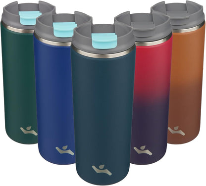 16oz Travel Coffee Mug with Lid, Insulated Stainless Tumbler | Caramel; BPA-free, leak-proof travel mug for hot coffee, iced coffee, office, home, camping, commute & daily use