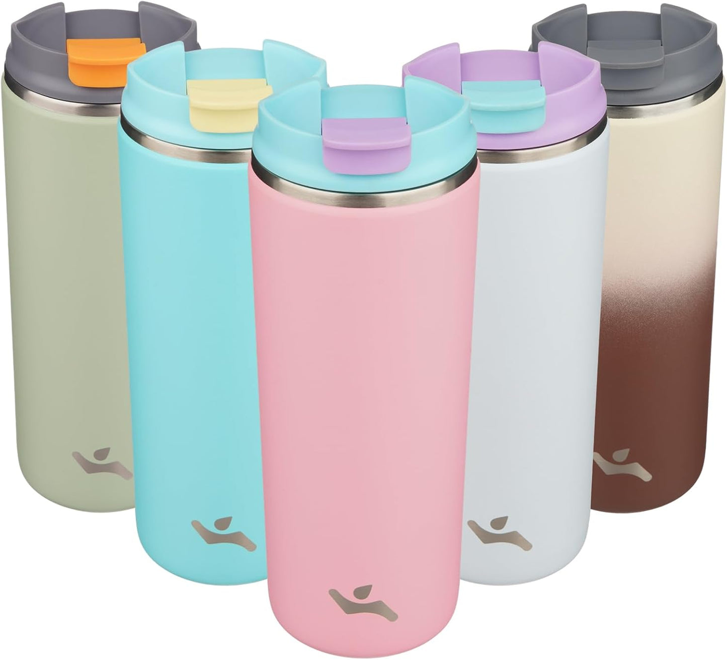 16oz Travel Coffee Mug with Lid, Insulated Stainless Tumbler | Caramel; BPA-free, leak-proof travel mug for hot coffee, iced coffee, office, home, camping, commute & daily use