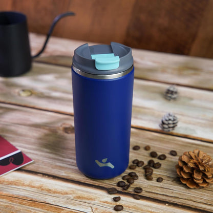 16oz Travel Coffee Mug with Lid, Insulated Stainless Tumbler | Caramel; BPA-free, leak-proof travel mug for hot coffee, iced coffee, office, home, camping, commute & daily use