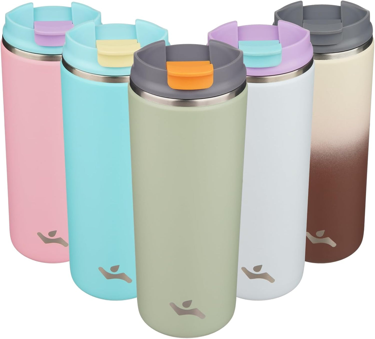 16oz Travel Coffee Mug with Lid, Insulated Stainless Tumbler | Caramel; BPA-free, leak-proof travel mug for hot coffee, iced coffee, office, home, camping, commute & daily use