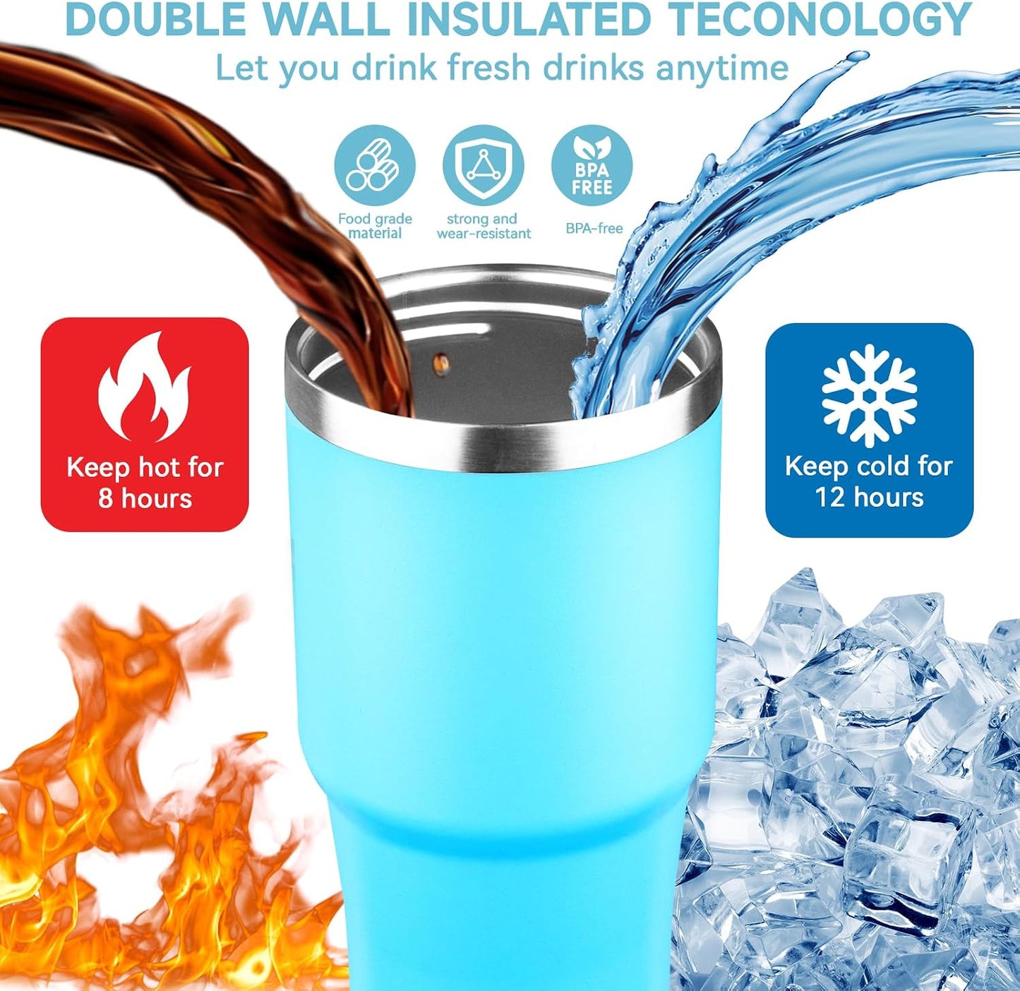 20oz Tumbler with Handle and Flip Straw Lid Double Wall Insulated Travel Coffee Mug Stainless Steel Vacuum Insulated Coffee Tumbler Cup for Hot and Cold Beverages,Leak-proof&BPA-free (20oz,Black)