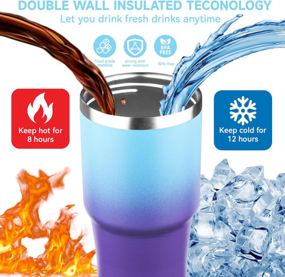 20oz Tumbler with Handle and Flip Straw Lid Double Wall Insulated Travel Coffee Mug Stainless Steel Vacuum Insulated Coffee Tumbler Cup for Hot and Cold Beverages,Leak-proof&BPA-free (20oz,Black)