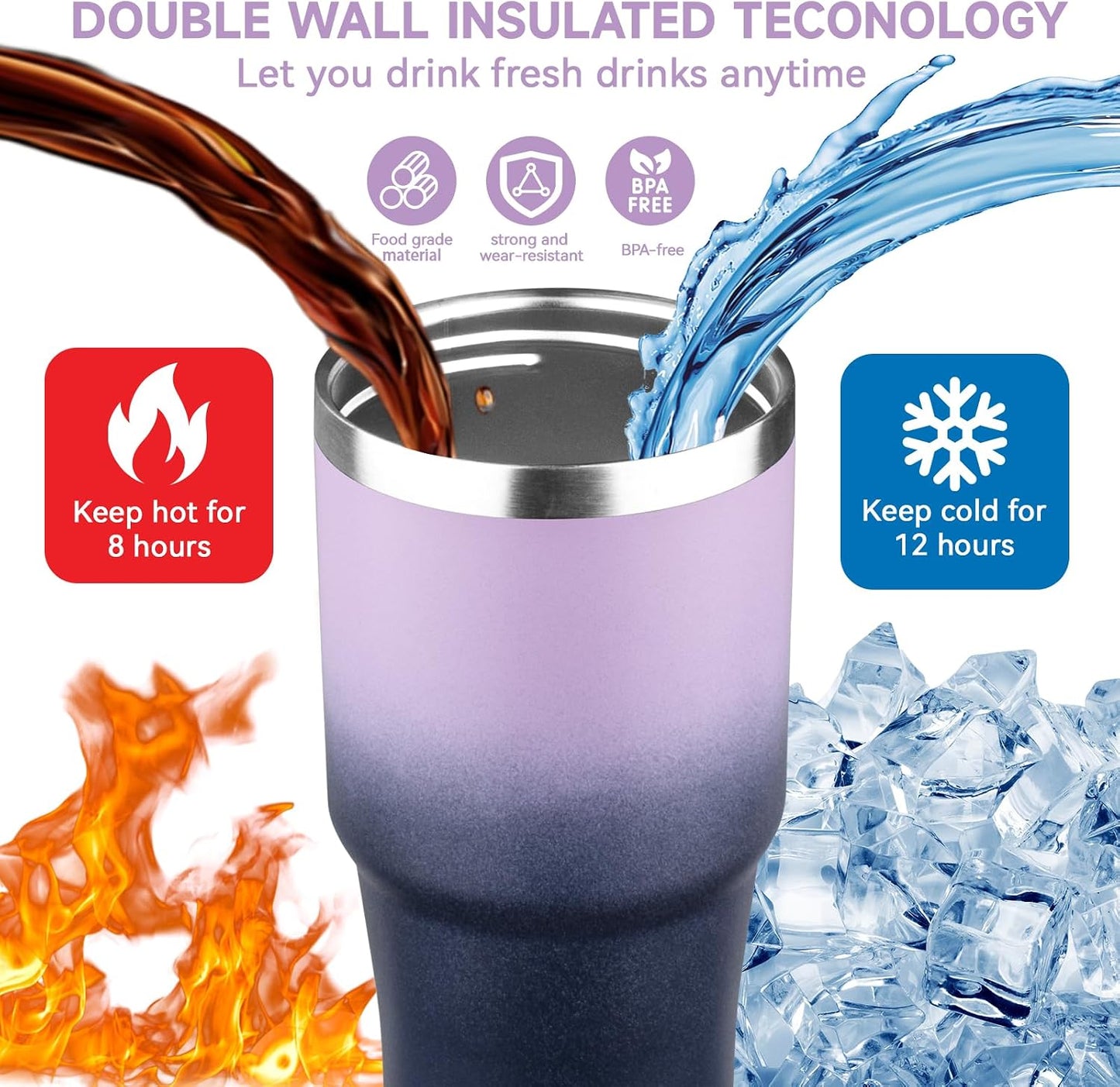 20oz Tumbler with Handle and Flip Straw Lid Double Wall Insulated Travel Coffee Mug Stainless Steel Vacuum Insulated Coffee Tumbler Cup for Hot and Cold Beverages,Leak-proof&BPA-free (20oz,Black)
