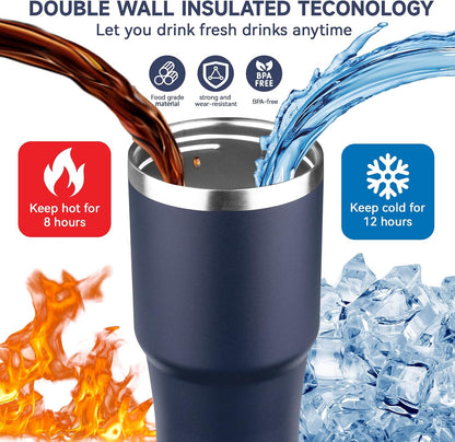 20oz Tumbler with Handle and Flip Straw Lid Double Wall Insulated Travel Coffee Mug Stainless Steel Vacuum Insulated Coffee Tumbler Cup for Hot and Cold Beverages,Leak-proof&BPA-free (20oz,Black)