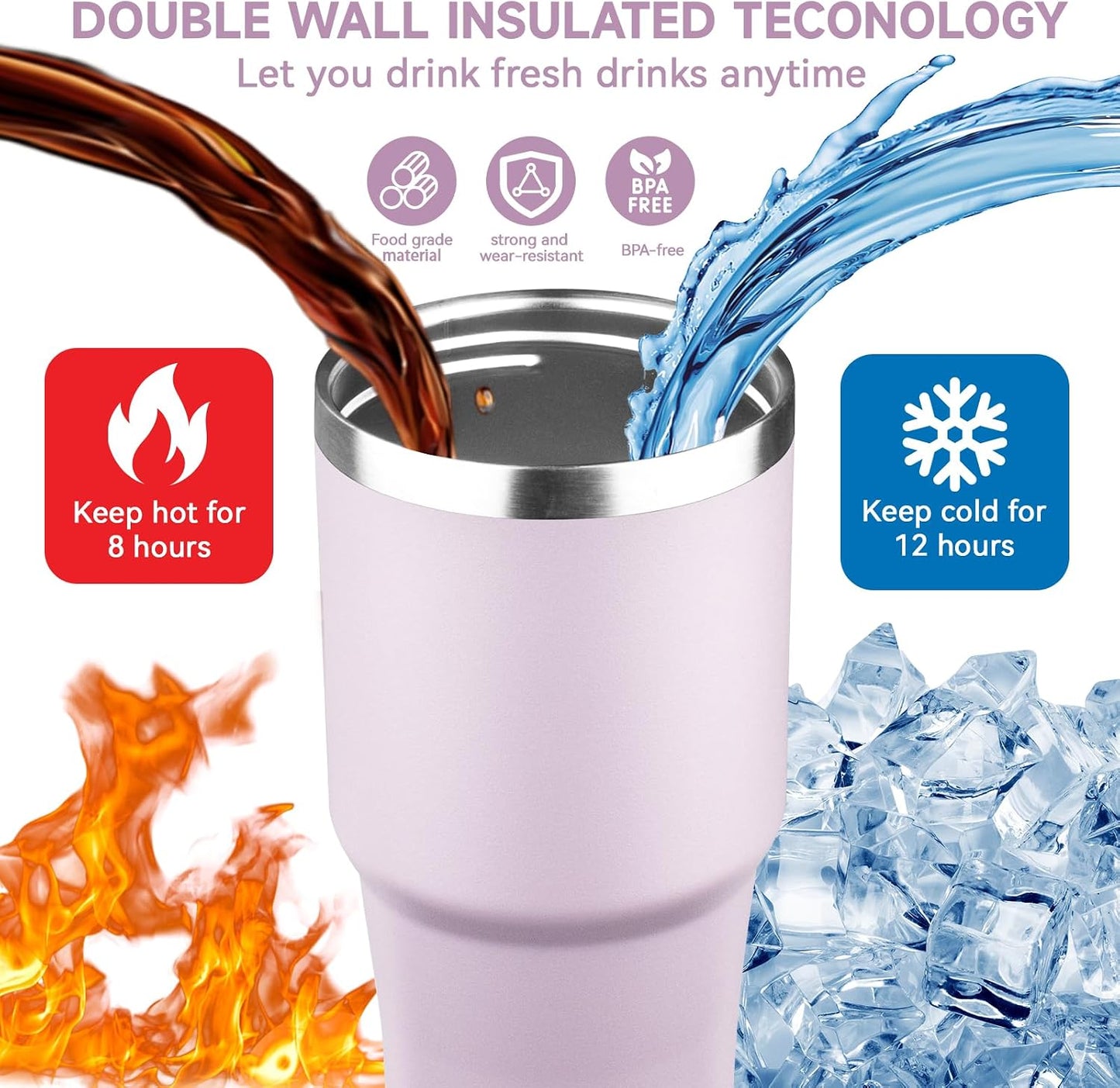 20oz Tumbler with Handle and Flip Straw Lid Double Wall Insulated Travel Coffee Mug Stainless Steel Vacuum Insulated Coffee Tumbler Cup for Hot and Cold Beverages,Leak-proof&BPA-free (20oz,Black)