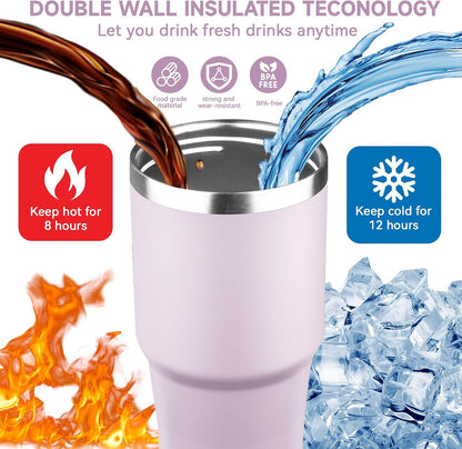 20oz Tumbler with Handle and Flip Straw Lid Double Wall Insulated Travel Coffee Mug Stainless Steel Vacuum Insulated Coffee Tumbler Cup for Hot and Cold Beverages,Leak-proof&BPA-free (20oz,Black)