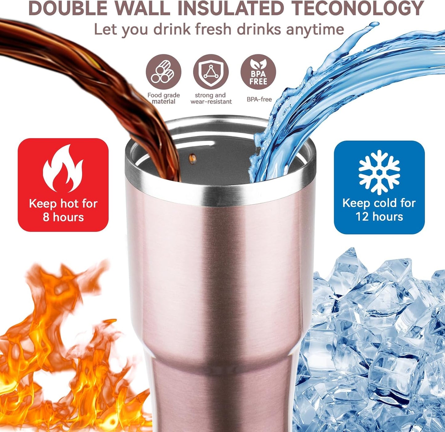 20oz Tumbler with Handle and Flip Straw Lid Double Wall Insulated Travel Coffee Mug Stainless Steel Vacuum Insulated Coffee Tumbler Cup for Hot and Cold Beverages,Leak-proof&BPA-free (20oz,Black)