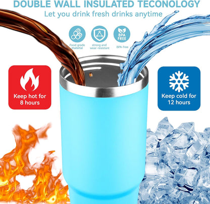20oz Tumbler with Handle and Flip Straw Lid Double Wall Insulated Travel Coffee Mug Stainless Steel Vacuum Insulated Coffee Tumbler Cup for Hot and Cold Beverages,Leak-proof&BPA-free (20oz,Black)