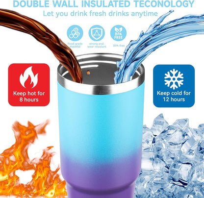 20oz Tumbler with Handle and Flip Straw Lid Double Wall Insulated Travel Coffee Mug Stainless Steel Vacuum Insulated Coffee Tumbler Cup for Hot and Cold Beverages,Leak-proof&BPA-free (20oz,Black)