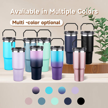20oz Tumbler with Handle and Flip Straw Lid Double Wall Insulated Travel Coffee Mug Stainless Steel Vacuum Insulated Coffee Tumbler Cup for Hot and Cold Beverages,Leak-proof&BPA-free (20oz,Black)