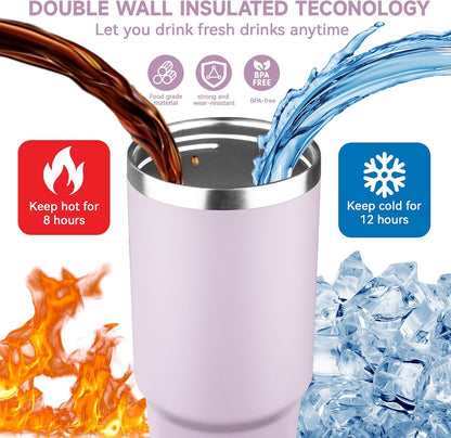 20oz Tumbler with Handle and Flip Straw Lid Double Wall Insulated Travel Coffee Mug Stainless Steel Vacuum Insulated Coffee Tumbler Cup for Hot and Cold Beverages,Leak-proof&BPA-free (20oz,Black)