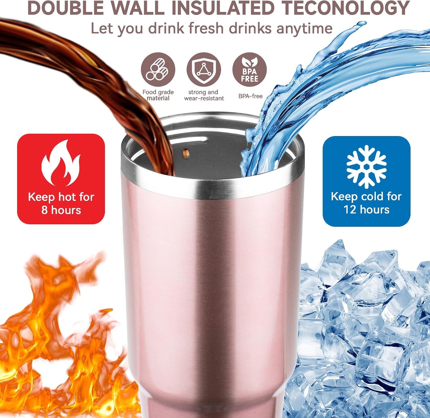 20oz Tumbler with Handle and Flip Straw Lid Double Wall Insulated Travel Coffee Mug Stainless Steel Vacuum Insulated Coffee Tumbler Cup for Hot and Cold Beverages,Leak-proof&BPA-free (20oz,Black)