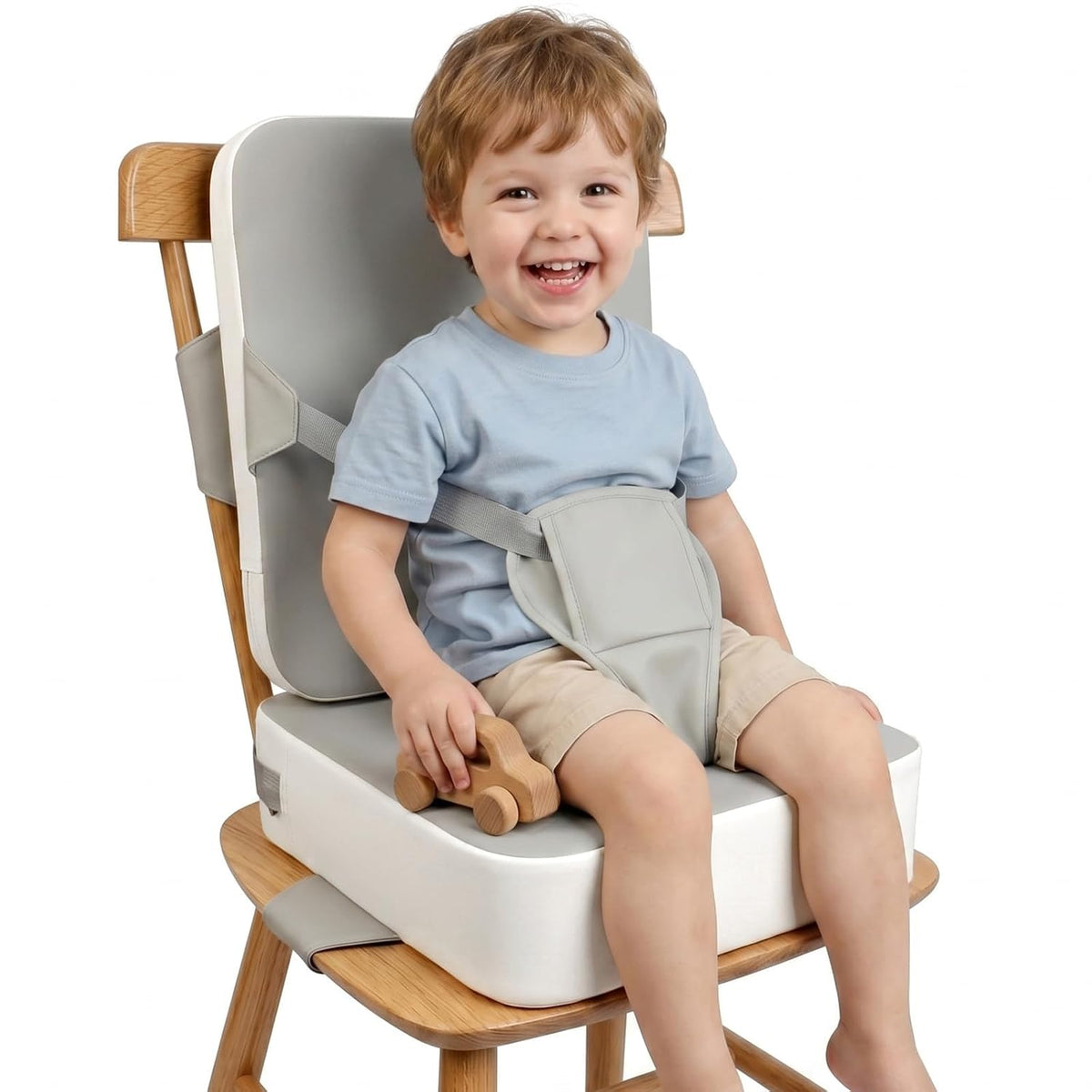 Toddler Booster Seat with Backrest, 3.6-Inch Cushion & Straps