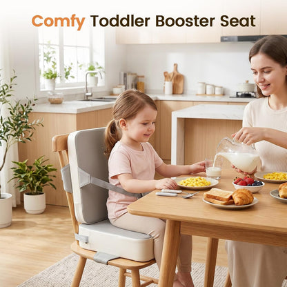 Toddler Booster Seat with Backrest, 3.6-Inch Cushion & Straps