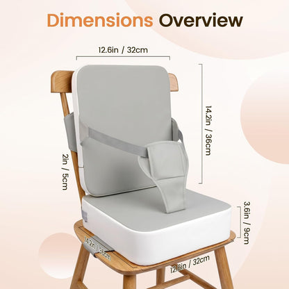 Toddler Booster Seat with Backrest, 3.6-Inch Cushion & Straps