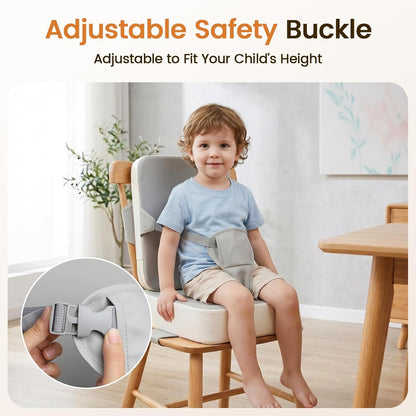 Toddler Booster Seat with Backrest, 3.6-Inch Cushion & Straps