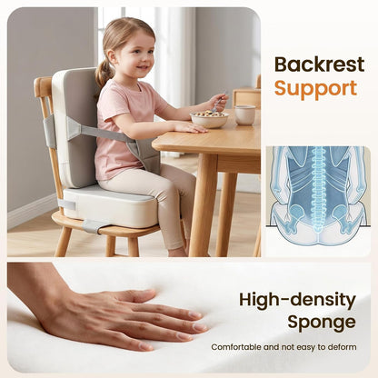 Toddler Booster Seat with Backrest, 3.6-Inch Cushion & Straps