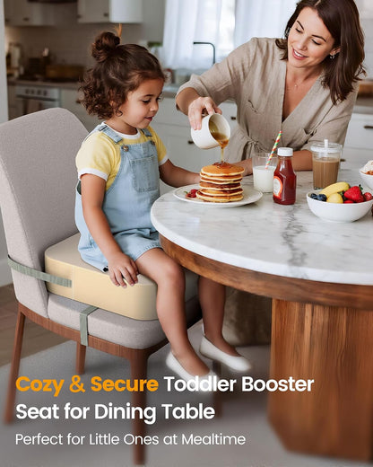 Toddler Booster Seat with Backrest, 3.6-Inch Cushion & Straps