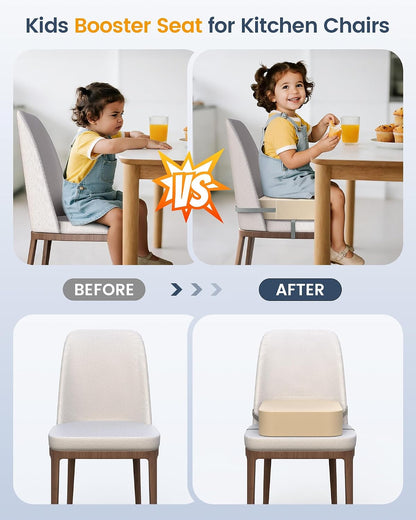 Toddler Booster Seat with Backrest, 3.6-Inch Cushion & Straps