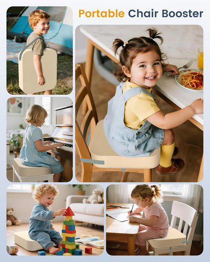 Toddler Booster Seat with Backrest, 3.6-Inch Cushion & Straps