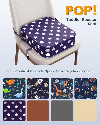 Toddler Booster Seat with Backrest, 3.6-Inch Cushion & Straps