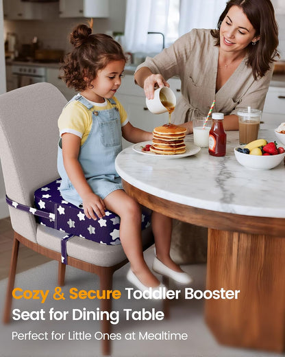 Toddler Booster Seat with Backrest, 3.6-Inch Cushion & Straps