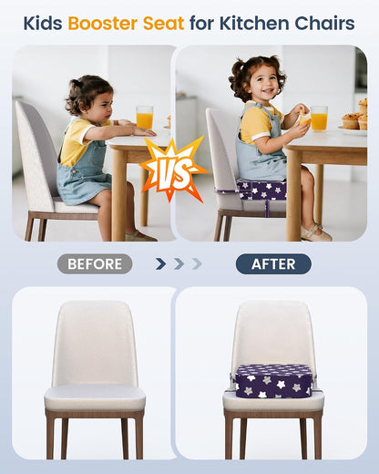 Toddler Booster Seat with Backrest, 3.6-Inch Cushion & Straps