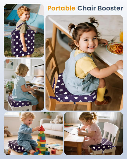 Toddler Booster Seat with Backrest, 3.6-Inch Cushion & Straps