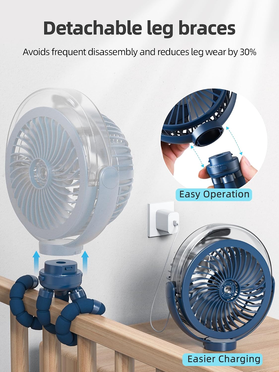 Misting Stroller Fan, 6000mAh Battery Operated Portable Fan with Light & 360° Pivoting, Personal Fans with Flexible Tripod for Baby, Office, Travel,Treadmill,Outdoors