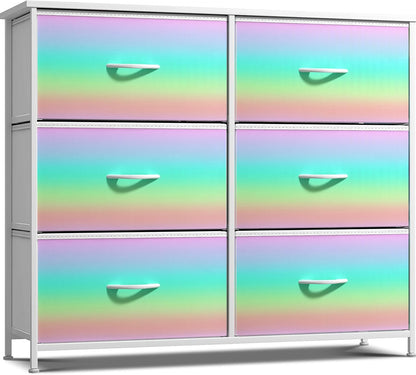 Dresser with Fabric Drawers & Wood Top (8 Drawer, Watercolor)