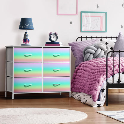 Dresser with Fabric Drawers & Wood Top (8 Drawer, Watercolor)