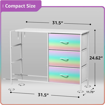 Dresser with Fabric Drawers & Wood Top (8 Drawer, Watercolor)