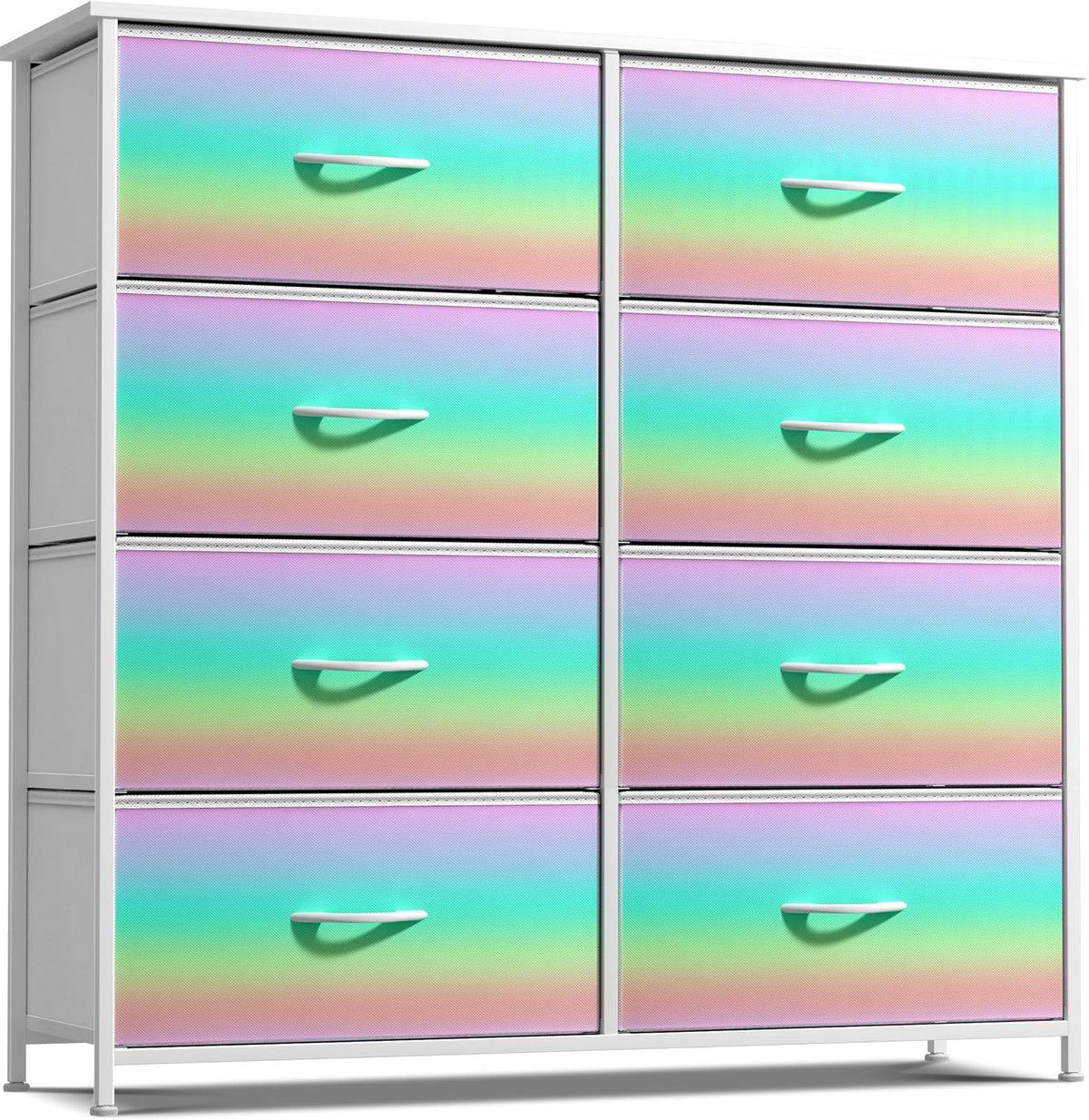 Dresser with Fabric Drawers & Wood Top (8 Drawer, Watercolor)