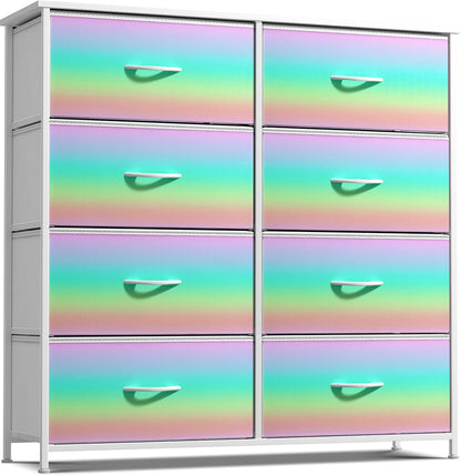 Dresser with Fabric Drawers & Wood Top (8 Drawer, Watercolor)
